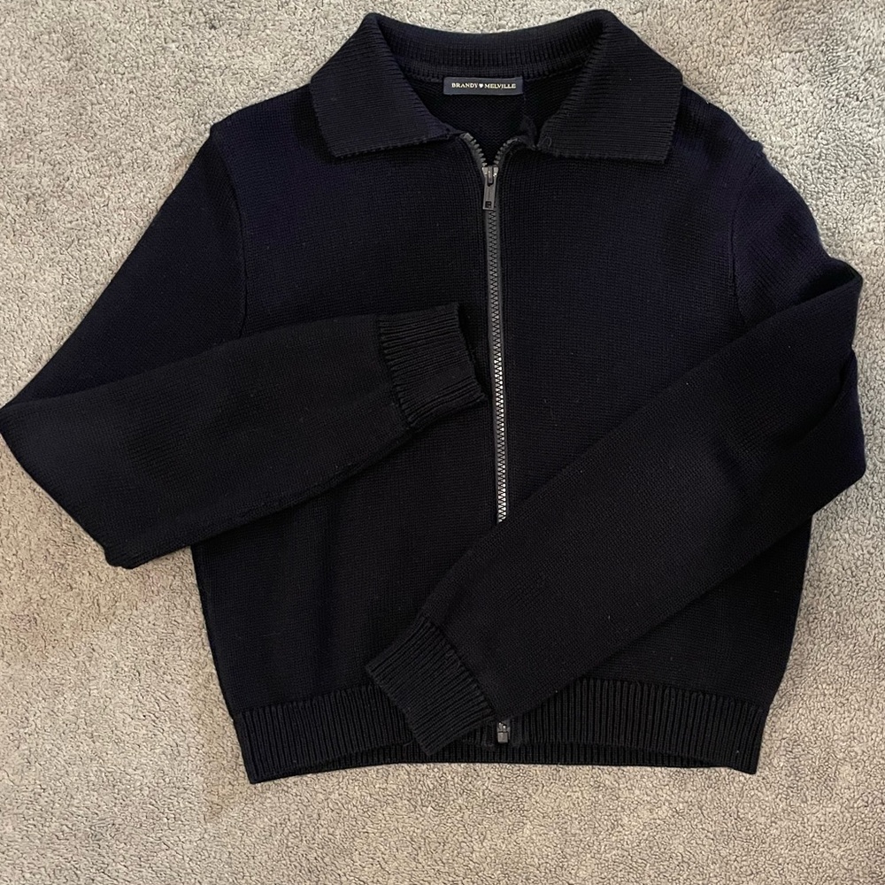 Brandy Melville Dark Blue Zip-Up Sweater